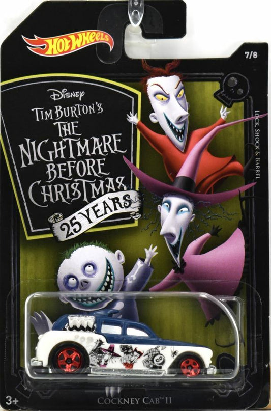 Hot Wheels 2018 - Disney - Tim Burtons 'The Nightmare Before Christmas' 25 Years 7/8 - Cockney Cab II - Dark Blue & White - Lock, Shock, and Barrel