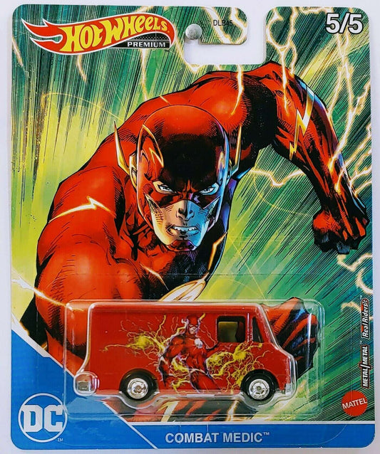Hot Wheels 2021 - Premium / Pop Culture / DC Comics 5/5 - Combat Medic - Red / The Flash - Metal/Metal & Real Riders