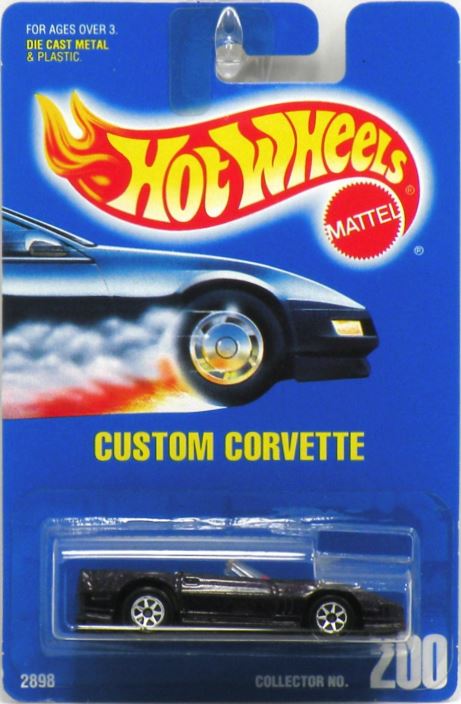 Hot Wheels 1994 - Collector # 200 - Custom Corvette - Metalflake Dark Purple - 7 Spokes - USA Blue Card