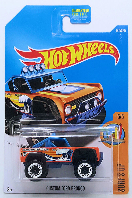 Hot Wheels 2017 - Collector # 140/365 - Surf's Up 5/5 - Custom Ford Bronco - Orange - USA Card