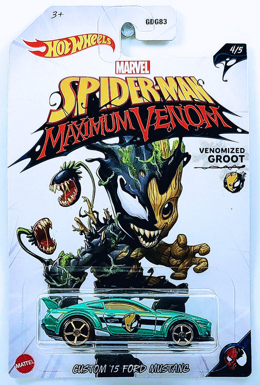Hot Wheels 2020 - Theme / Spider-Man Maximum Venom 4/5 - Custom '15 Ford Mustang - Green / Venomized Groot - Walmart Exclusive