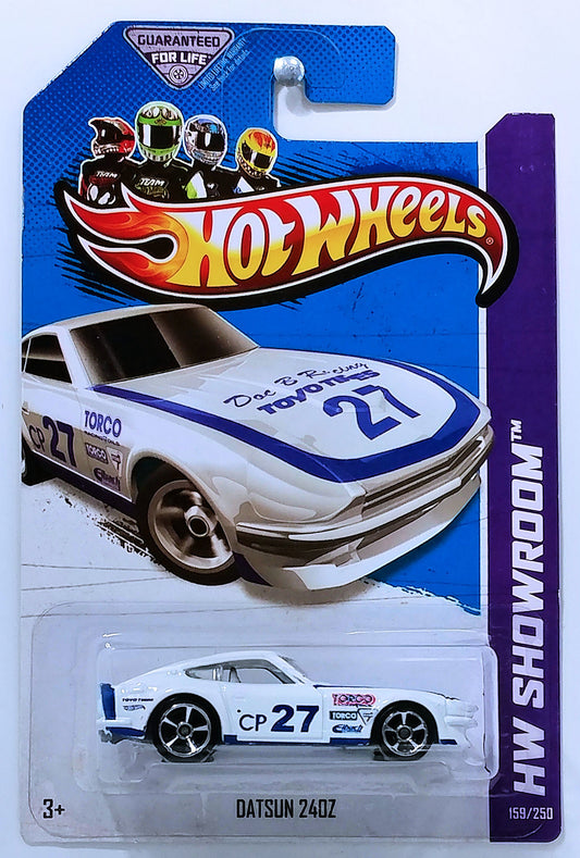 Hot Wheels 2013 - Collector # 159/250 - HW Showroom / Asphalt Assault - Datsun 240Z - White - Red 'Toyo Tires' on Hood - USA