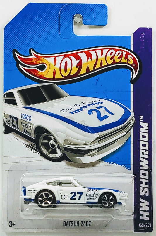 Hot Wheels 2013 - Collector # 159/250 - HW Showroom / Asphalt Assault - Datsun 240Z - White - Red 'Toyo Tires' on Hood - IC