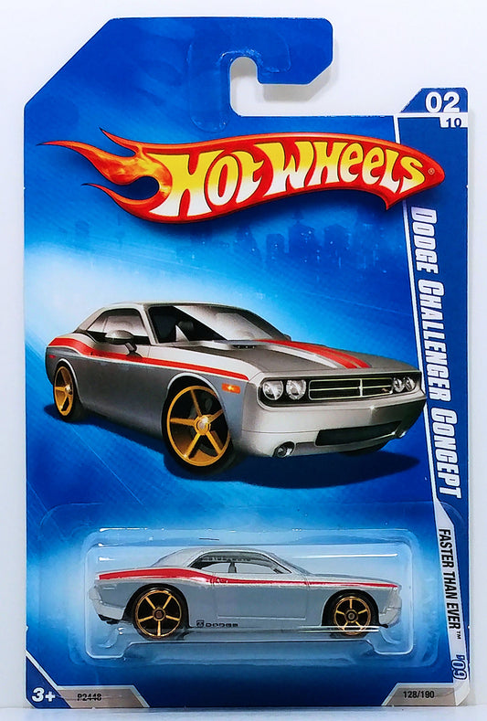 Hot Wheels 2009 - Collector # 128/190 - Faster Than Ever 2/10 - Dodge Challenger Concept - Silver & Gray - USA Card
