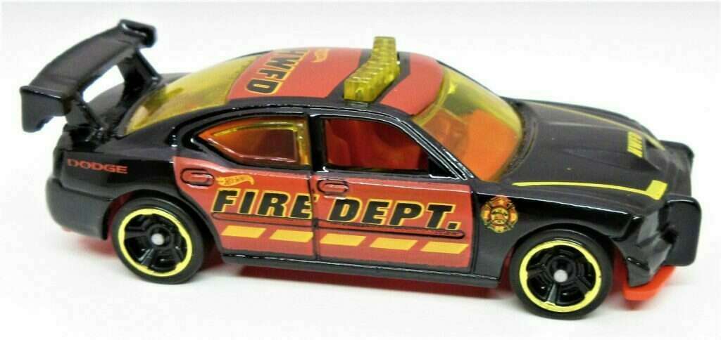Hot Wheels 2021 - Collector # 216/250 - HW Rescue 5/10 - Dodge Charger Drift - Black / Fire Dept. - USA