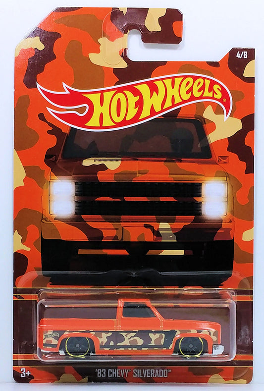 Hot Wheels 2017 - Camouflage Truck Series 4/8 - '83 Chevy Silverado - Orange - Walmart Exclusive