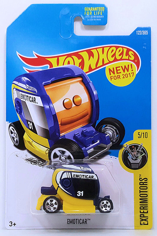 Hot Wheels 2017 - Collector # 122/365 - Experimotors 5/10 - New Models - Emoticar - Blue, Yellow & Orange - USA