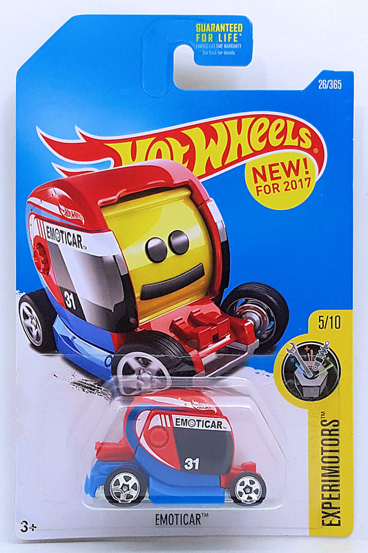 Hot Wheels 2017 - Collector # 026/365 - Experimotors 5/10 - New Models - Emoticar - Red, Blue & Yellow - USA