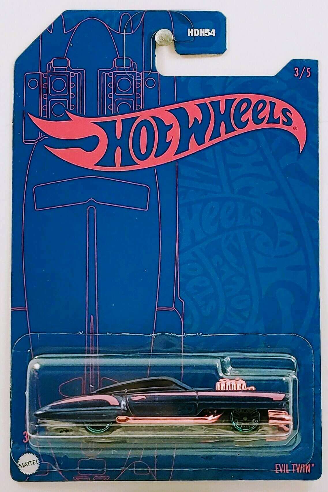 Hot Wheels 2022 - 54th Anniversary Series - Blue & Pink 3/5 - Evil Twin - Dark Blue