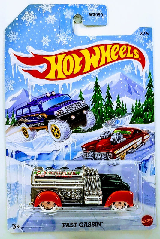 Hot Wheels 2020 - Holiday Hot Rods 2/6 - Fast Gassin' - Red, Green & Chrome / North Pole Motor Oil - Walmart Exclusive