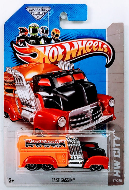 Hot Wheels 2013 - Collector # 047/250 - HW City / HW City Works - Fast Gassin - Black Cab, Red Fenders & Orange Tank