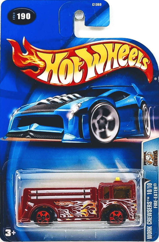 Hot Wheels 2003 - Collector # 190/220 - Work Crewsers 10/10 - Fire-Eater - Red - Red Chrome 5 Spoke Wheels - USA