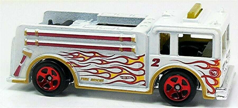 Hot Wheels 2013 - Collector # 019/250 - HW City / HW Rescue / Treasure Hunts - Fire-Eater (Fire Engine / Pumper) - White - USA Card