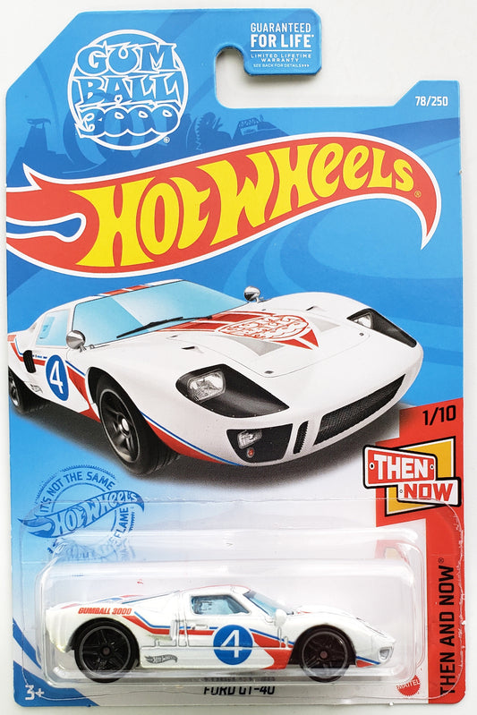 Hot Wheels 2021 - Collector # 078/250 - Then And Now 1/10 - Ford GT-40 - White / Gum Ball 3000 - USA Card