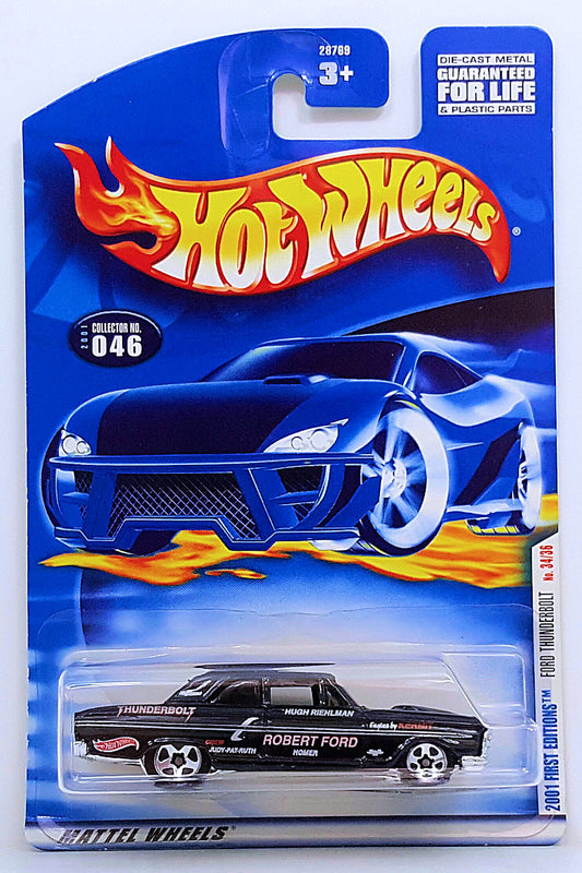 Hot Wheels 2001 - Collector # 046/240 - First Editions 34/36 - Ford Thunderbolt - Black / Robert Ford - USA Card