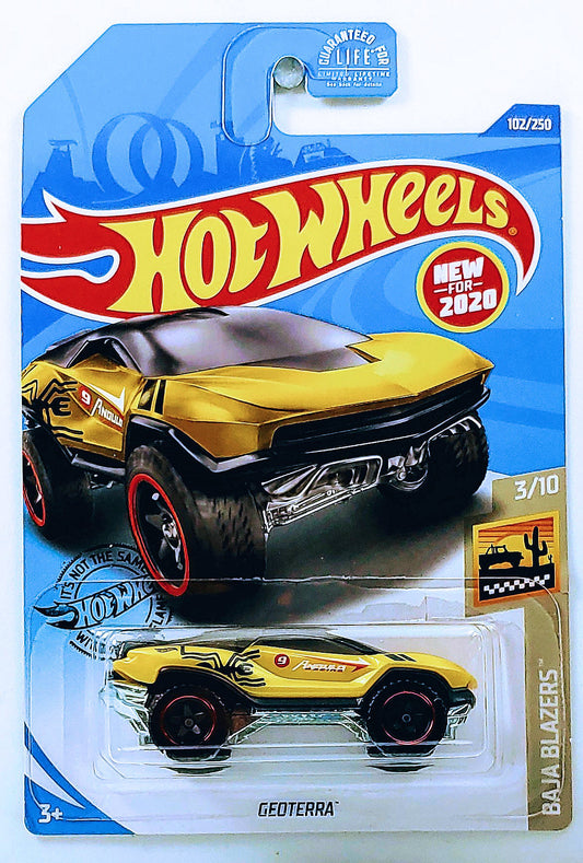 Hot Wheels 2020 - Collector # 102/250 - Baja Blazers 3/10 - New Models - Geoterra - Yellow - USA Card