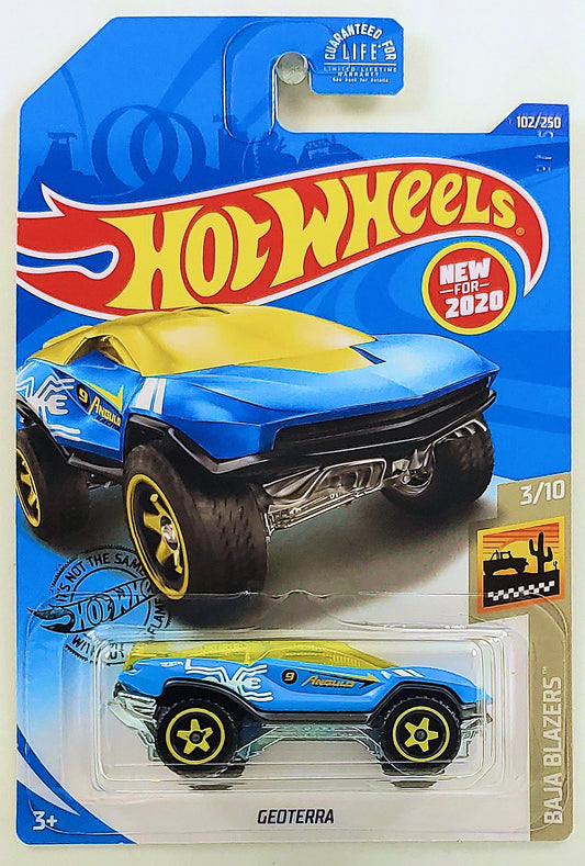Hot Wheels 2020 - Collector # 102/250 - Baja Blazers 3/10 - New Models - Geoterra - Blue - USA Card