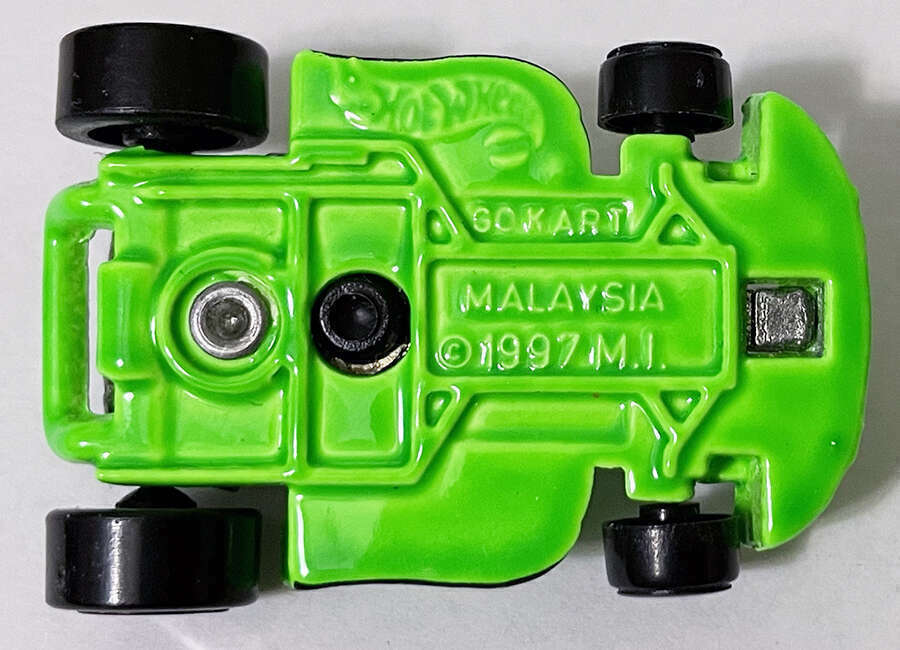 Hot Wheels 1998 - Collector # 651 - First Editions 21/40 - Go Kart - Bright Green - USA Blue Car Card - MPN 18679