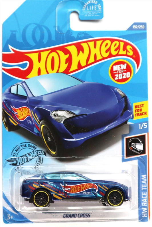 Hot Wheels 2020 - Collector # 192/250 - HW Race Team 1/5 - New Models - Grand Cross - Blue - USA Card