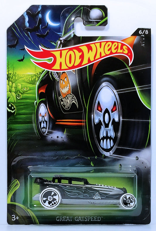 Hot Wheels 2017 - Happy Halloween 6/8 - Great Gatspeed - Black - Skull Wheels - Grocery Stores
