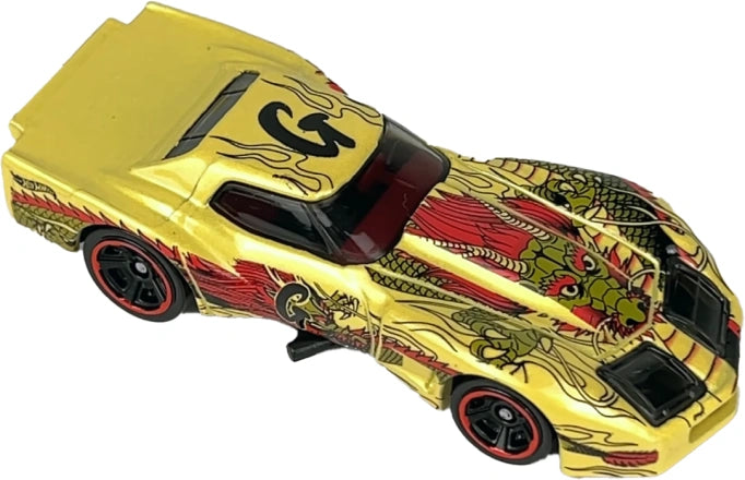 Hot Wheels 2023 - Collector # 065/250 - HW Art Cars 7/10 - '76 Greenwood Corvette - Metallic Beige / 'G' - USA Card