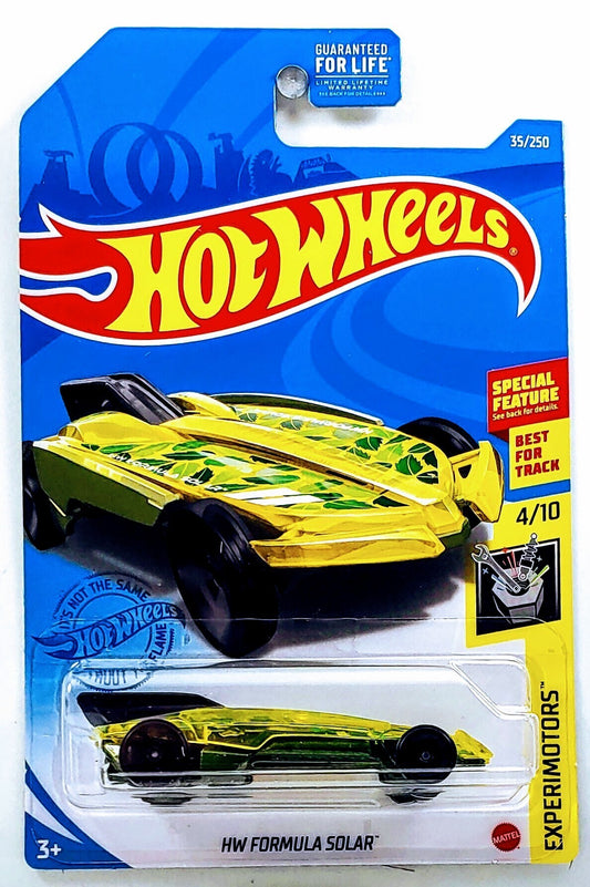 Hot Wheels 2021 - Collector # 035/365 - Experimotors 4/10 - HW Formula Solar - Transparent Yellow - USA Card