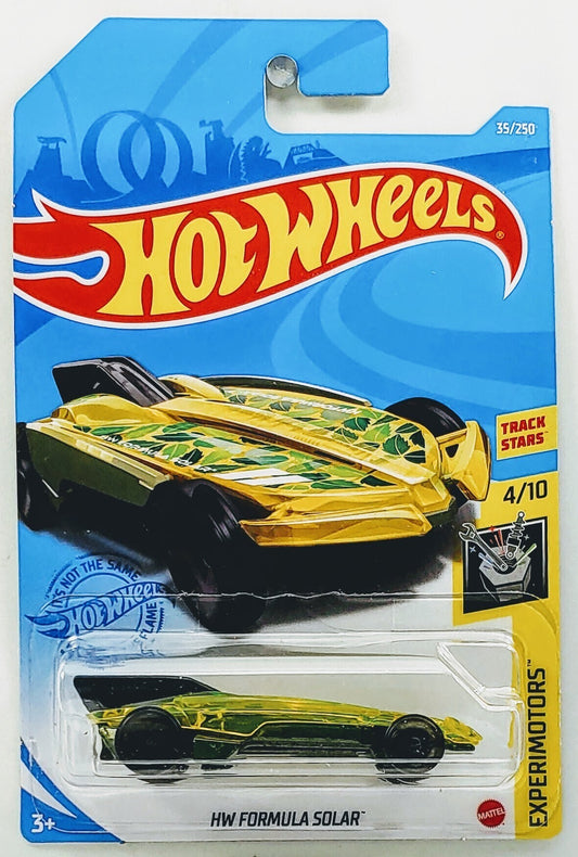 Hot Wheels 2021 - Collector # 035/365 - Experimotors 4/10 - HW Formula Solar - Transparent Yellow - International Long Card