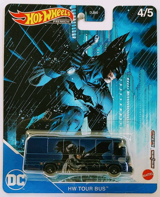 Hot Wheels 2021 - Premium / Pop Culture / DC Comics 4/5 - HW Tour Bus - Dark Blue / Batman - Metal/Metal &; Real Riders