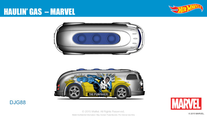 Hot Wheels 2016 - Pop Culture / Marvel / The Punisher - Haulin' Gas - ZAMAC - Metal/Metal & Real Riders