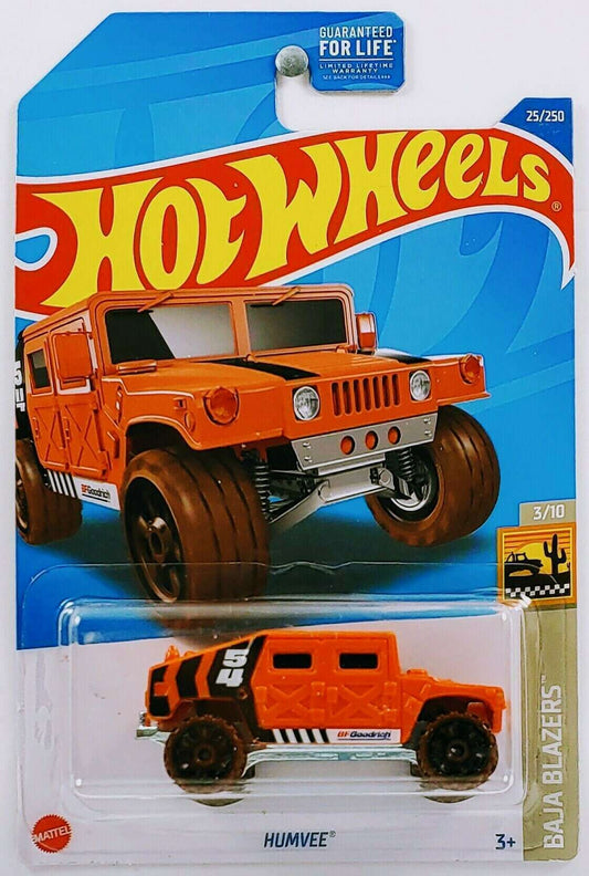 Hot Wheels 2022 - Collector # 025/250 - Baja Blazers 3/10 - Humvee - Orange - USA Card
