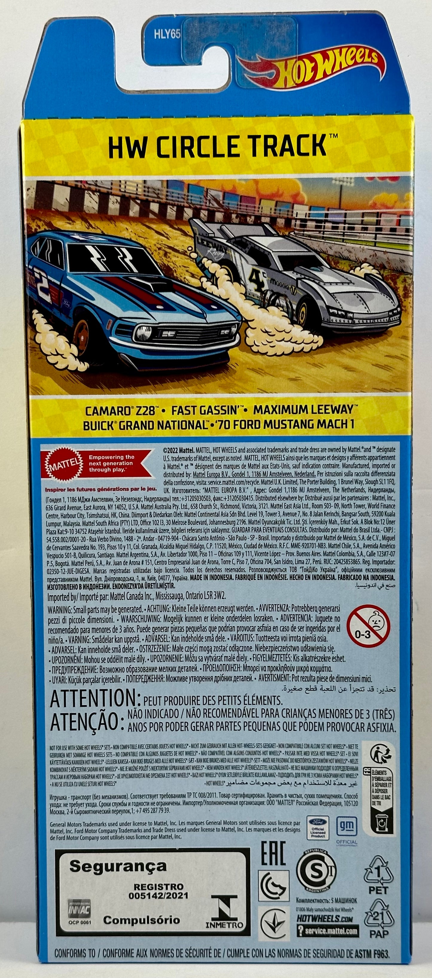 Hot Wheels 2023 - Gift Pack / 5 Pack - HW Circle Track - Camero Z28, Fast Gassin', Maximum Leeway, Buick Grand National & '70 Ford Mustang Mach 1