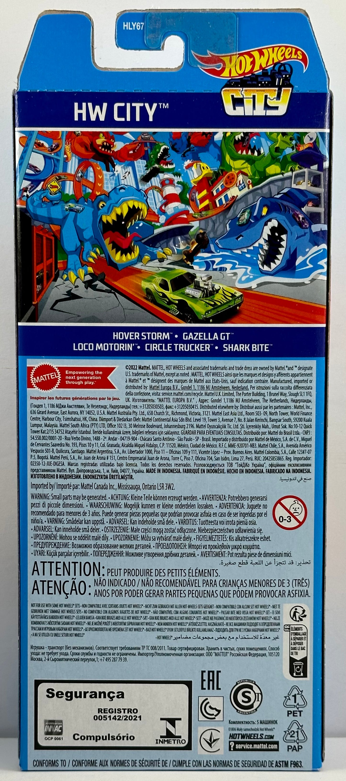 Hot Wheels 2023 - Gift Pack / 5 Pack - HW City - Hover Storm, Gazella GT, Loco Motorin', Circle Trucker & Shark Bite