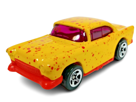 Hot Wheels 1996 - Collector # 410 - Splatter Paint Series 3/4 - '55 Chevy - Yellow - 5 Spokes