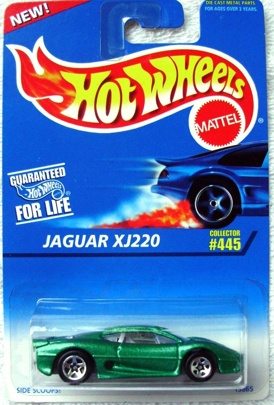 Hot Wheels 1996 - Collector # 445 - Jaguar XJ220 - Green - 5 Spokes - USA