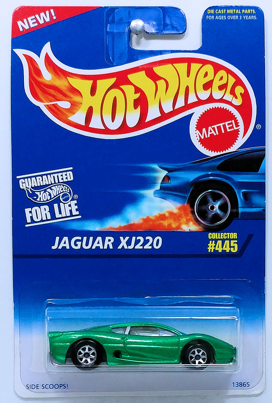Hot Wheels 1996 - Collector # 445 - Jaguar XJ220 - Green - 7 Spokes - USA