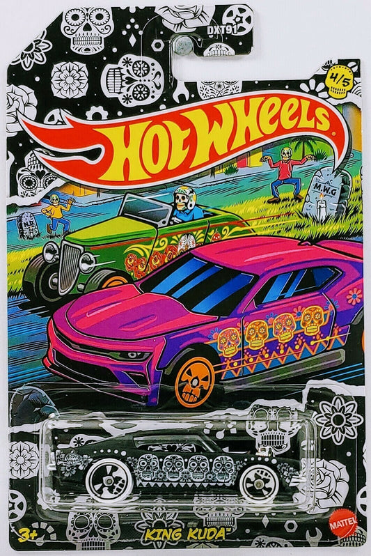 Hot Wheels 2021 - Happy Halloween 4/5 - King Kuda - Matte Black - White Skull Wheels