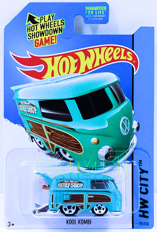 Hot Wheels 2015 - Collector # 073/250 - HW City / Surf Patrol - Kool Kambi - Turquoise / Faux Wood Grain - USA Card