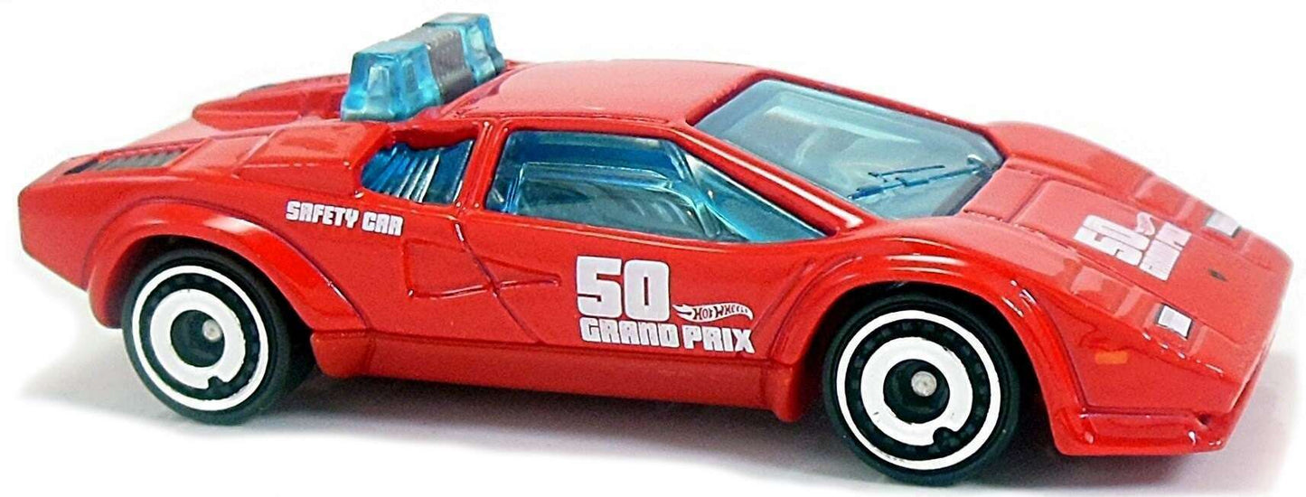 Hot Wheels 2018 - Collector # 217/365 - HW Exotics 9/10 - New Models - Lamborghini Countach Pace Car - Red / 50th Grand Prix - USA 50th Card