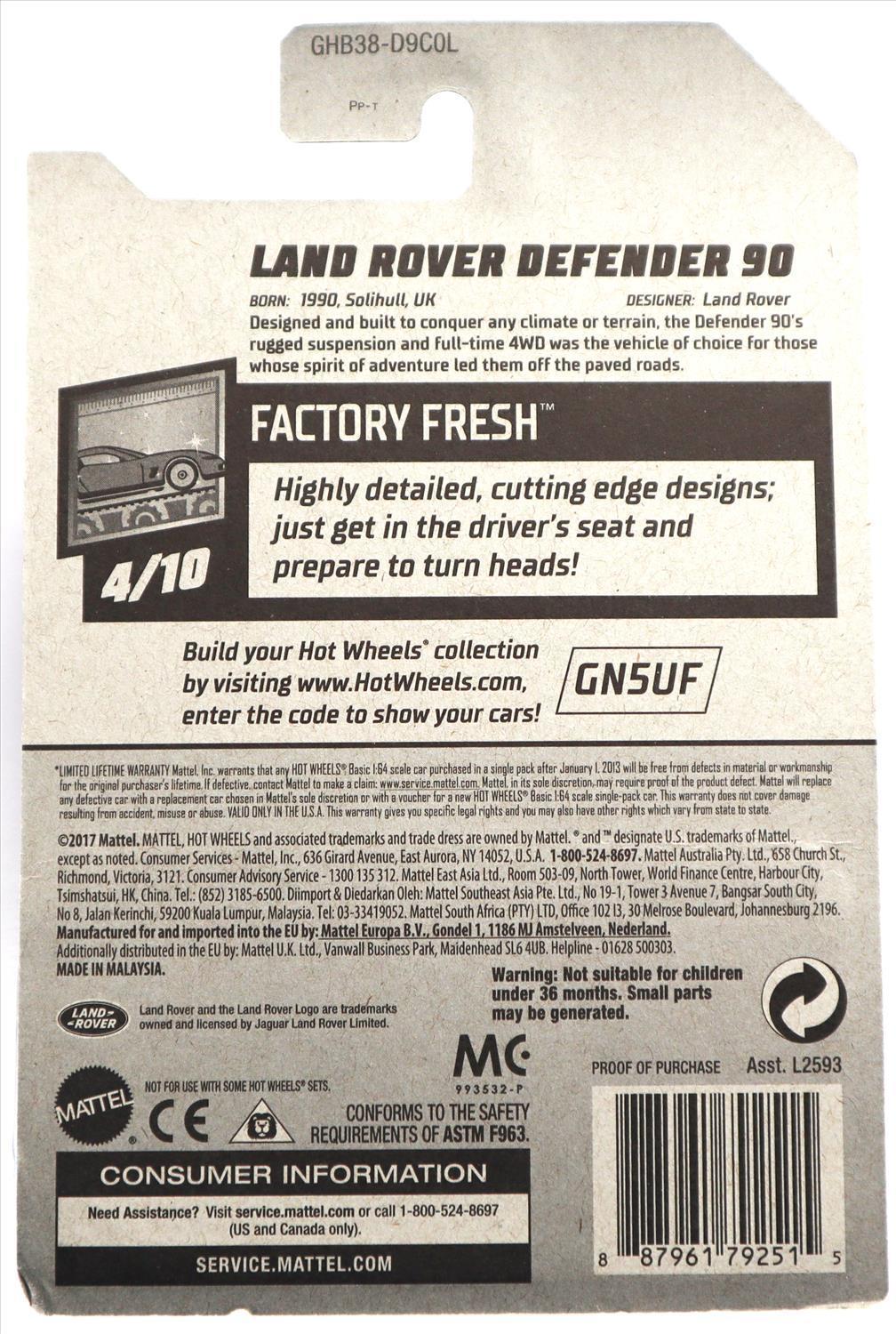 Hot Wheels 2020 - Collector # 199/250 - Factory Fresh 4/10 - New Models - Land Rover Defender 90 - Red - USA