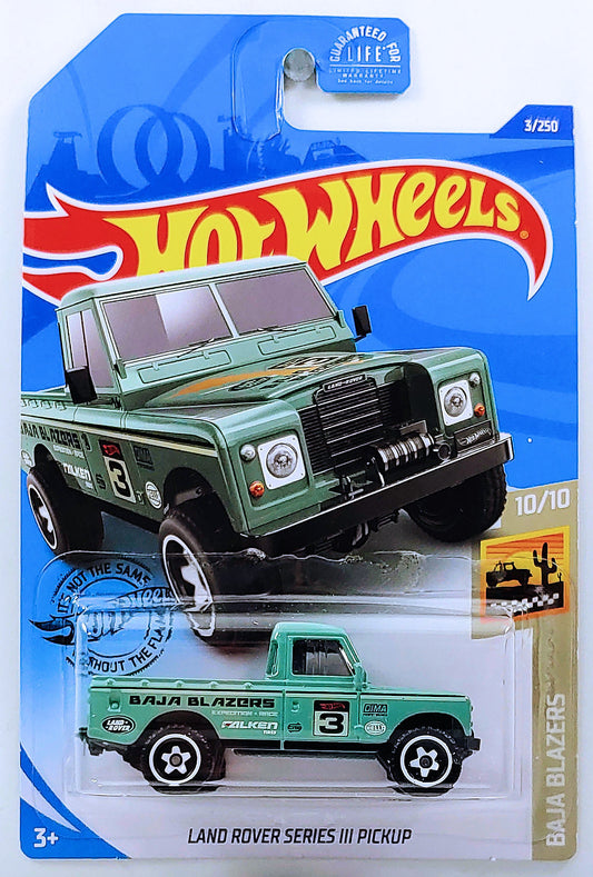 Hot Wheels 2020 - Collector # 003/250 - Baja Blazers 10/10 - Land Rover Series III Pickup - Pale Green