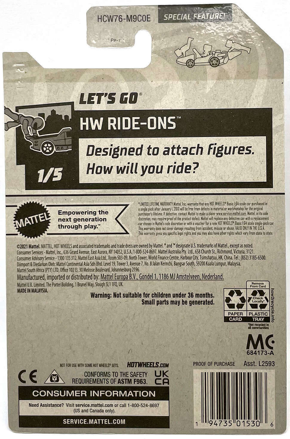 Hot Wheels 2022 - Collector # 015/250 - HW Ride-Ons 1/5 - Let's Go - Bright Green - USA Card