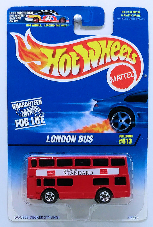 Hot Wheels 1997 - Collector # 613 - London Bus - Red - USA Blue & White Card - MPN 95512