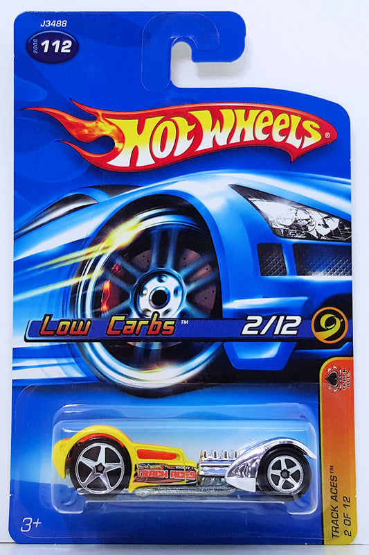 Hot Wheels 2006 - Collector # 112 - Track Aces 2/12 - Low Carbs - Yellow - USA Card