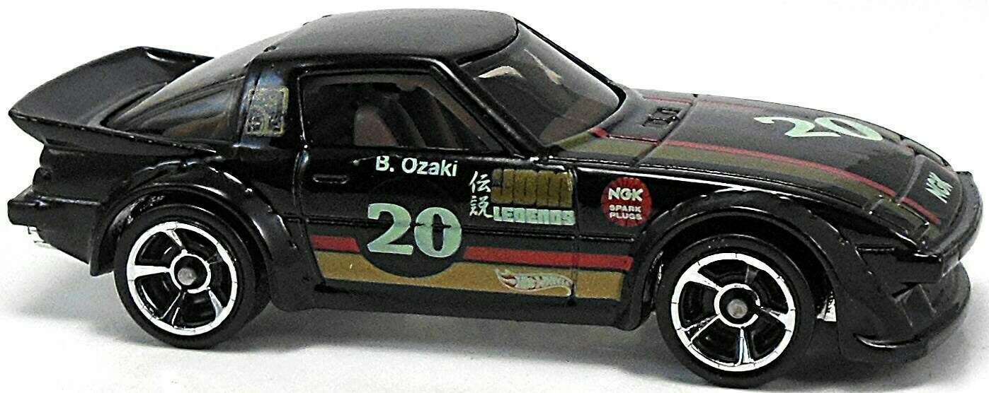 Hot Wheels 2012 - Collector # 031/247 - New Models 31/50 - Mazda RX-7 - Black / #20 / NGK - USA Card