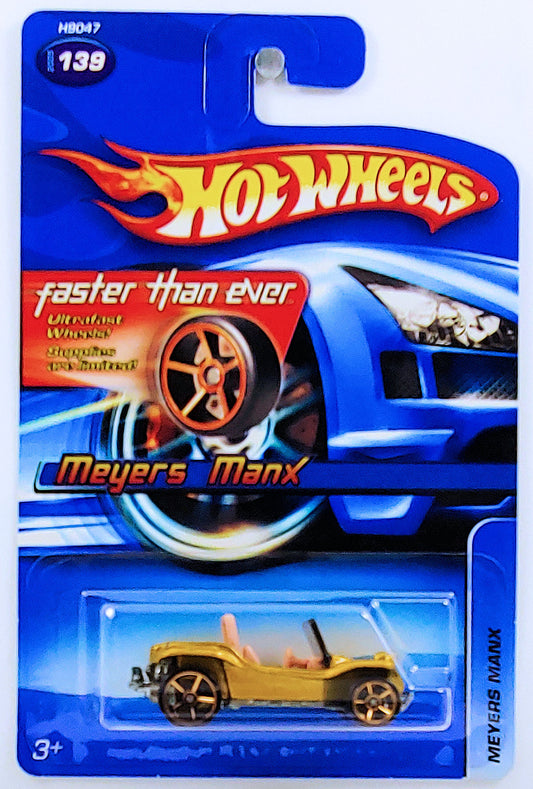 Hot Wheels 2005 - Collector # 139/183 - Faster Than Ever - Myers Manx - Gold - FTEs - USA '06 Card