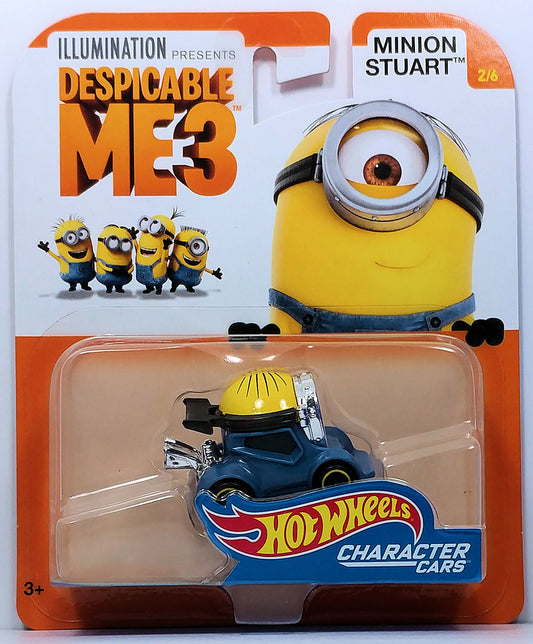 Hot Wheels 2017 - Character Cars - Desicable ME3 2/6 - Minion Stuart - Steel Blue, Black & Yellow - New Casting - MPN DXT21
