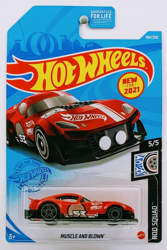 Hot Wheels 2021 - Collector # 184/250 - Rod Squad 5/5 - New Models - Muscle and Blown - Red