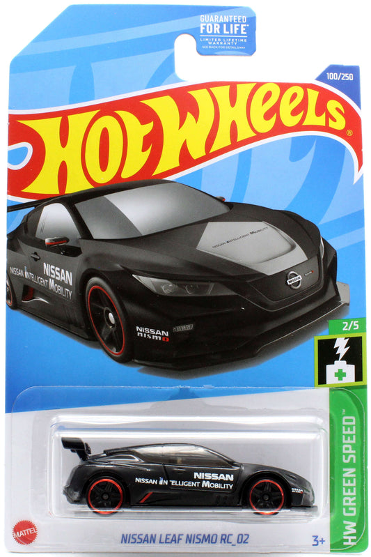 Hot Wheels 2022 - Collector # 100/250 - HW Green Speed 2/5 - Nissan Leaf Nismo RC_02 - Black - Kroger Exclusive - USA Card
