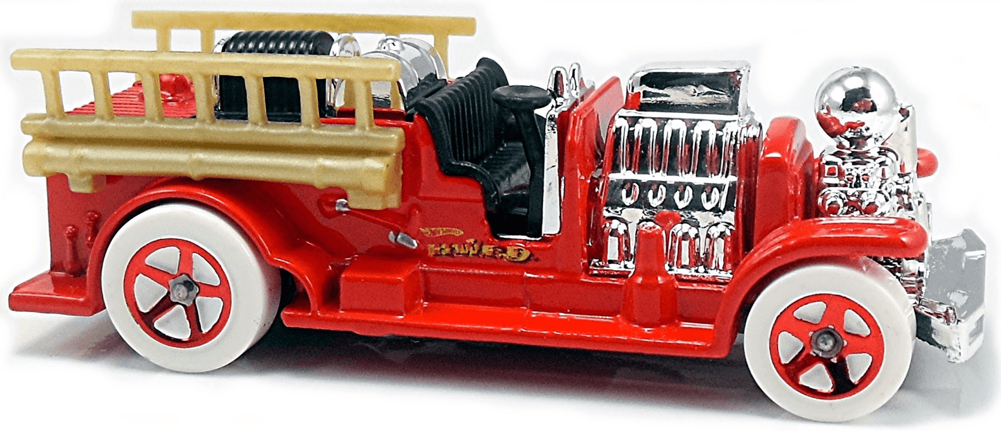 Hot Wheels 2010 - Collector # 052/240 - Treasure Hunts 8/12 - Old Number 5.5 (Fire Truck) - Red - White Tires with Red 5 Spokes - USA Card