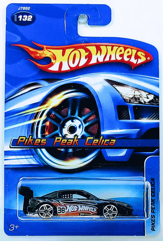 Hot Wheels 2006 - Collector # 132/223 - Pikes Peak Celica - Black - Black Wing - NO Tampo on Rear Quarter Panel - PR5 Wheels